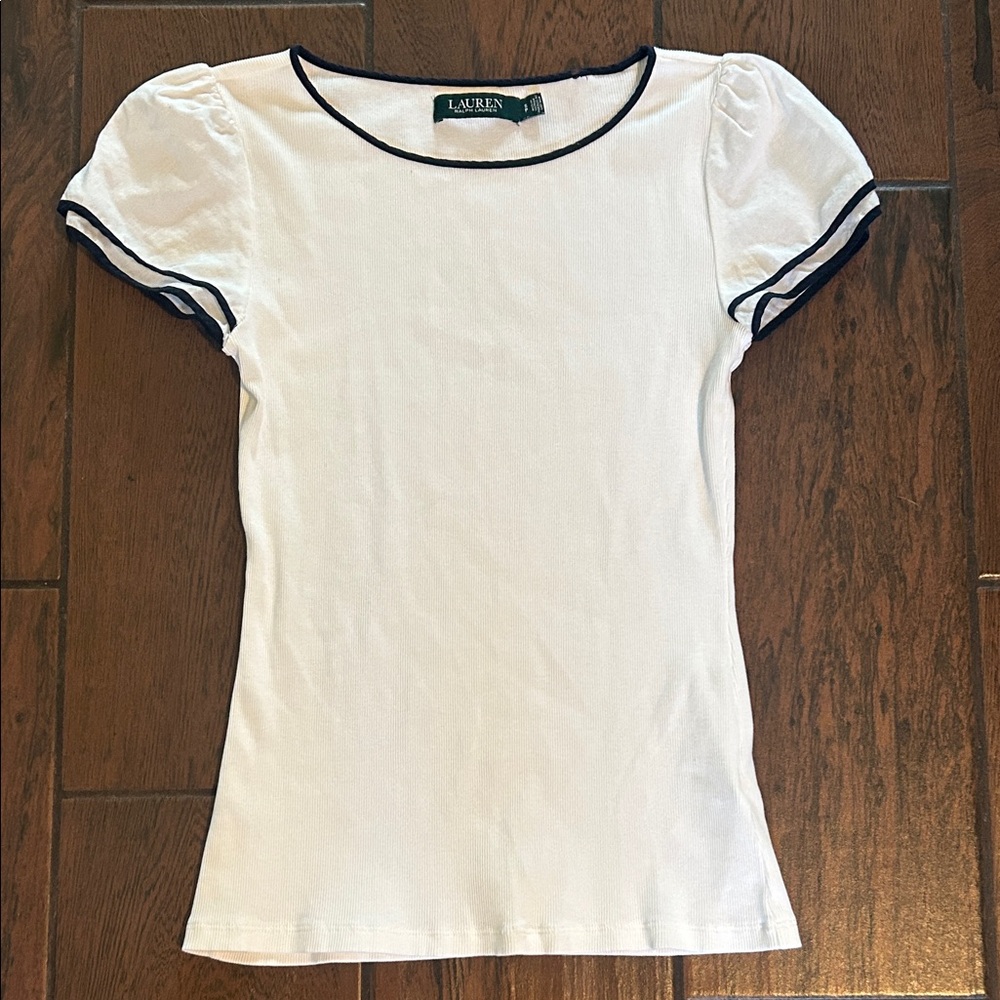 Ralph Lauren White Tee with Black Trim